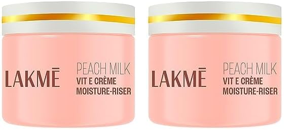 LAKMÉ Peach Milk Soft Crème Light Moisturizer for Face 300 g, Daily Lightweight Face Lotion with Vitamin E for Soft Skin- Non Sticky 24h Moisture (Pack of 2)