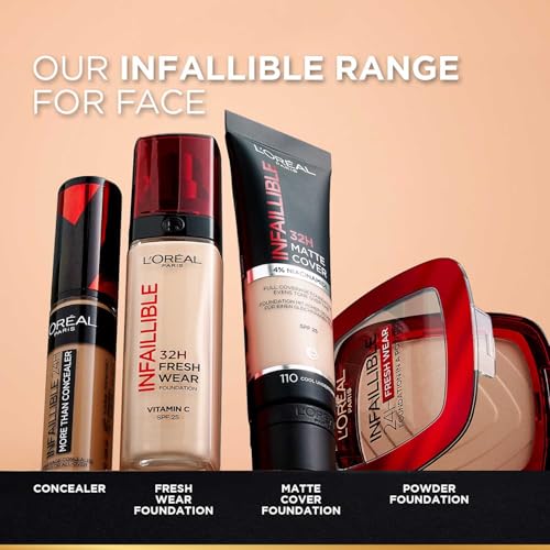 L'Oreal Paris Liquid Foundation, Oil Absorbing Formula, Transferproof, Heatproof and Long-lasting, Infallible 32H Fresh Wear, 260 Golden Sun, 30ml