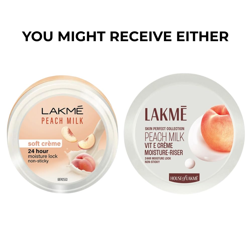 LAKMÉ Peach Milk Soft Crème Light Moisturizer for Face 300 g, Daily Lightweight Face Lotion with Vitamin E for Soft Skin- Non Sticky 24h Moisture (Pack of 2)