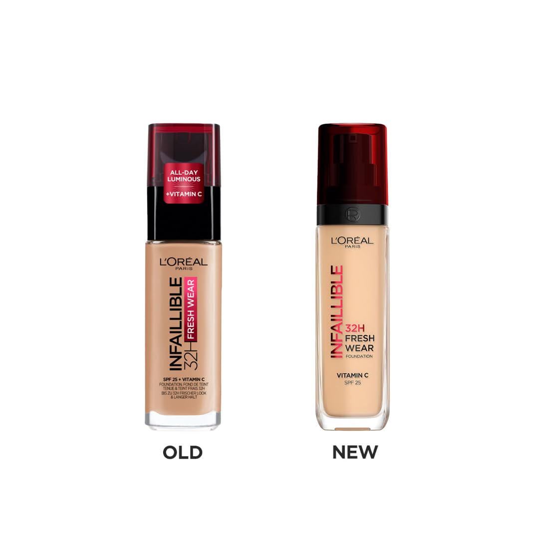 L'Oreal Paris Liquid Foundation, Oil Absorbing Formula, Transferproof, Heatproof and Long-lasting, Infallible 32H Fresh Wear, 260 Golden Sun, 30ml