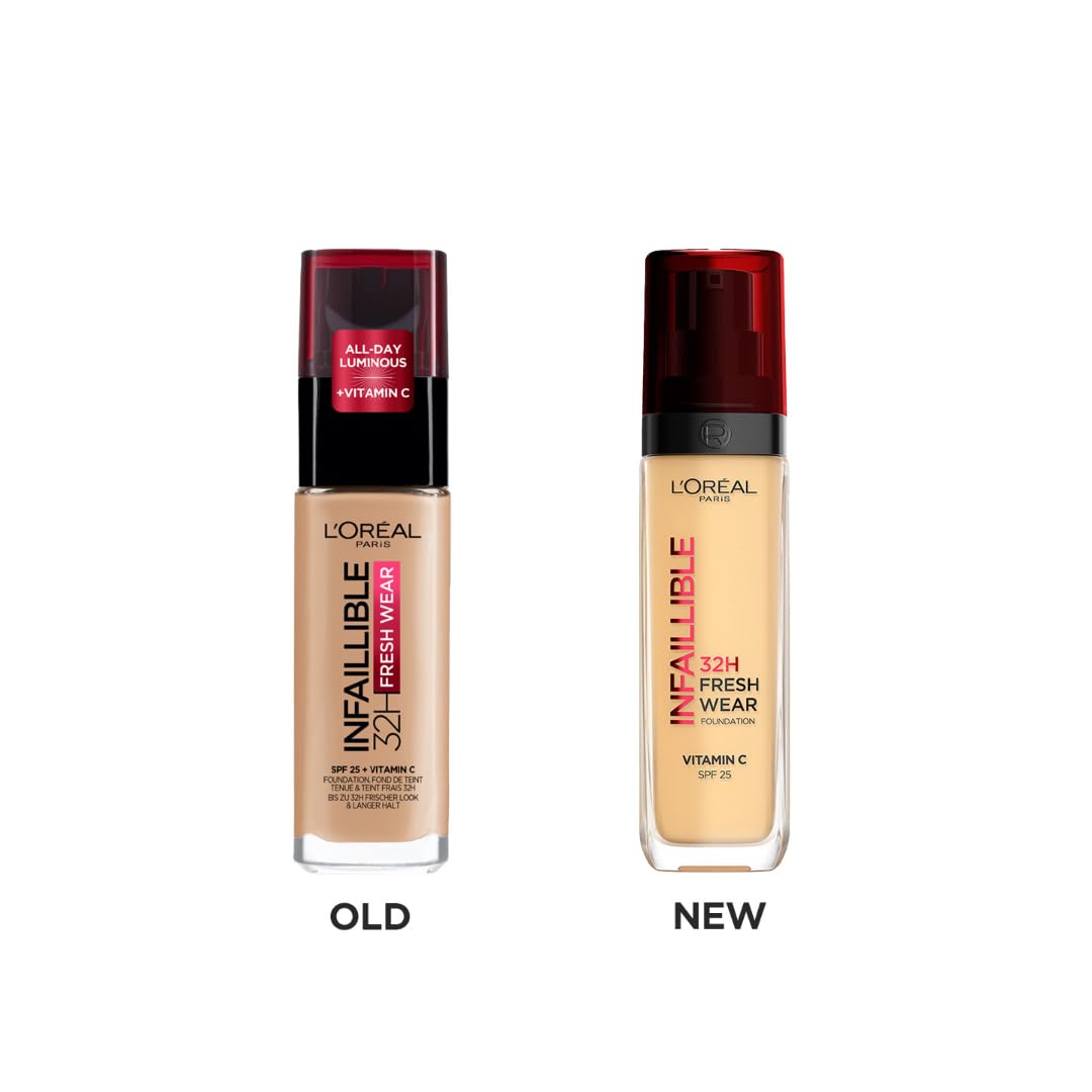 L'Oreal Paris Liquid Foundation, Oil Absorbing Formula, Transferproof, Heatproof and Long-lasting, Infallible 32H Fresh Wear, 260 Golden Sun, 30ml