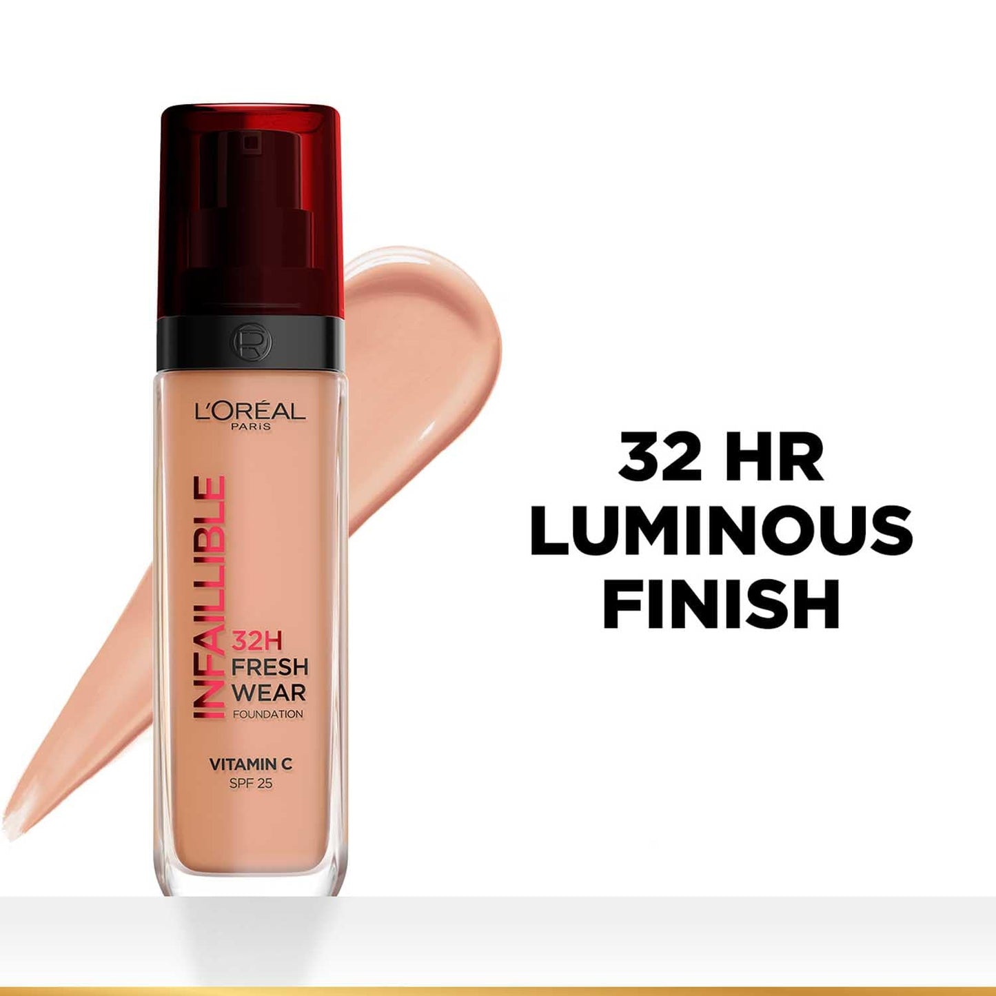 L'Oreal Paris Liquid Foundation, Oil Absorbing Formula, Transferproof, Heatproof and Long-lasting, Infallible 32H Fresh Wear, 260 Golden Sun, 30ml