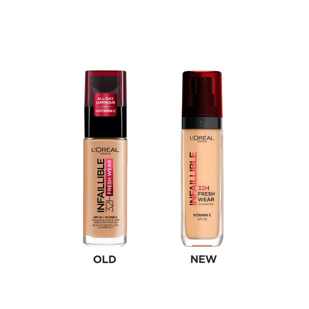 L'Oreal Paris Liquid Foundation, Oil Absorbing Formula, Transferproof, Heatproof and Long-lasting, Infallible 32H Fresh Wear, 260 Golden Sun, 30ml