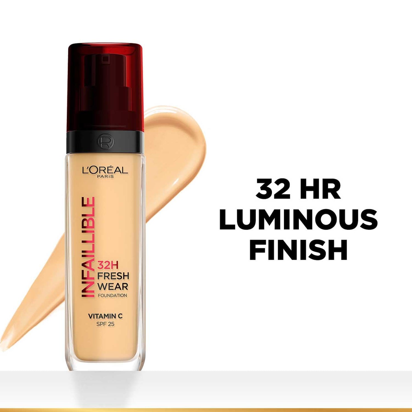 L'Oreal Paris Liquid Foundation, Oil Absorbing Formula, Transferproof, Heatproof and Long-lasting, Infallible 32H Fresh Wear, 260 Golden Sun, 30ml