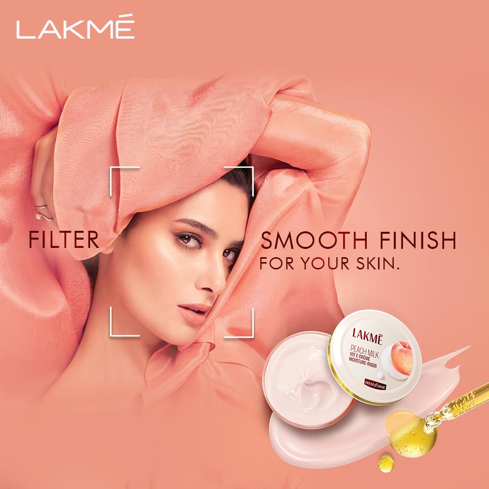 LAKMÉ Peach Milk Soft Crème Light Moisturizer for Face 300 g, Daily Lightweight Face Lotion with Vitamin E for Soft Skin- Non Sticky 24h Moisture (Pack of 2)