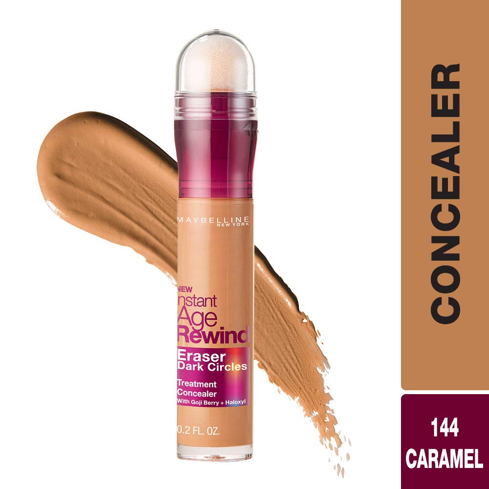 Maybelline New York Instant Age Rewind Luminous Liquid Concealer, Caramel, 6Ml And New York Fit Me Loose Finishing Powder,Acne Prone, 25 Medium, 20G, 2 count