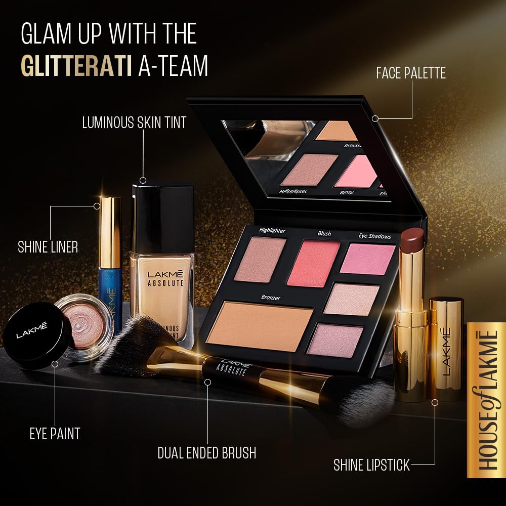 Lakme Glitterati Face Palette-Day Queen, multitasking pallete, high pigment payoff