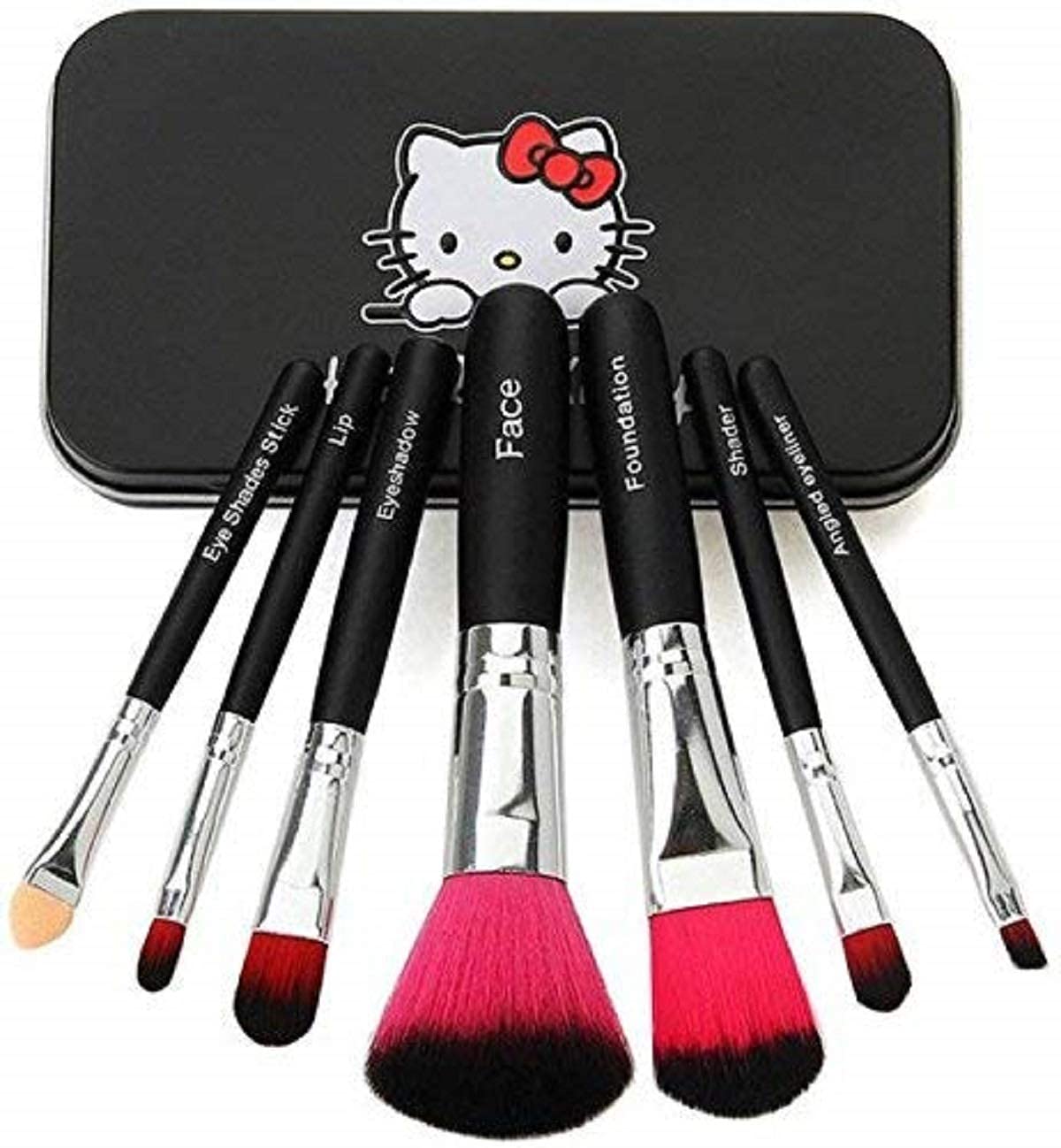 BELLAS Women's & Girl's TYA 6155 Multicolour Makeup Kit and 7 Black Makeup Brushes Set, 3in1 Eyeliner,Mascara,Eyebrow Pencil with 2 Pink Beauty Blenders - (Pack of 13)