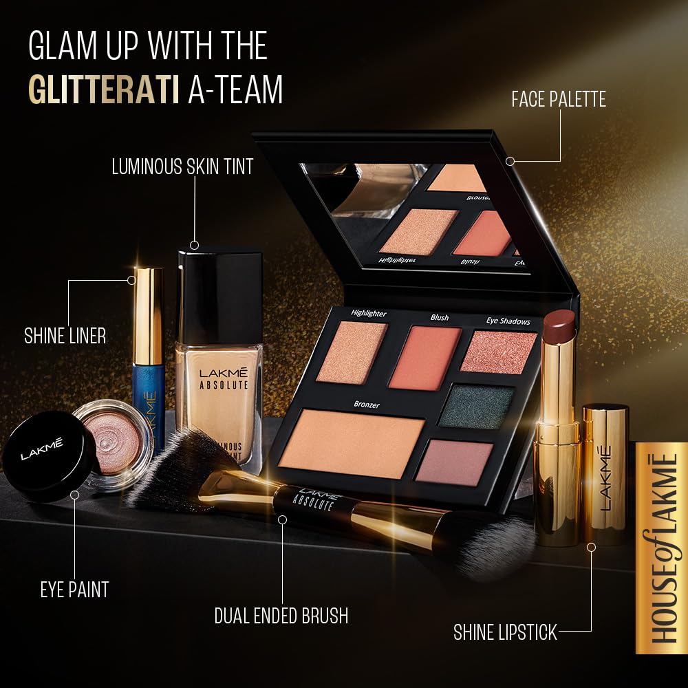 Lakme Glitterati Face Palette-Day Queen, multitasking pallete, high pigment payoff