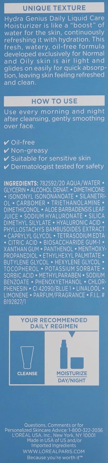 L'Oreal Paris Hydra Genius Daily Liquid Care, Normal/Oily Skin, 3.04 fl. oz.