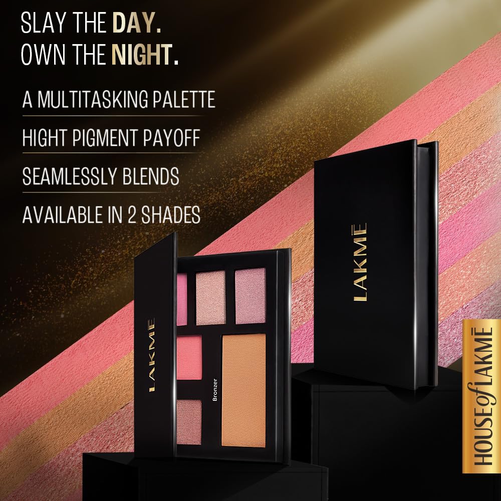 Lakme Glitterati Face Palette-Day Queen, multitasking pallete, high pigment payoff