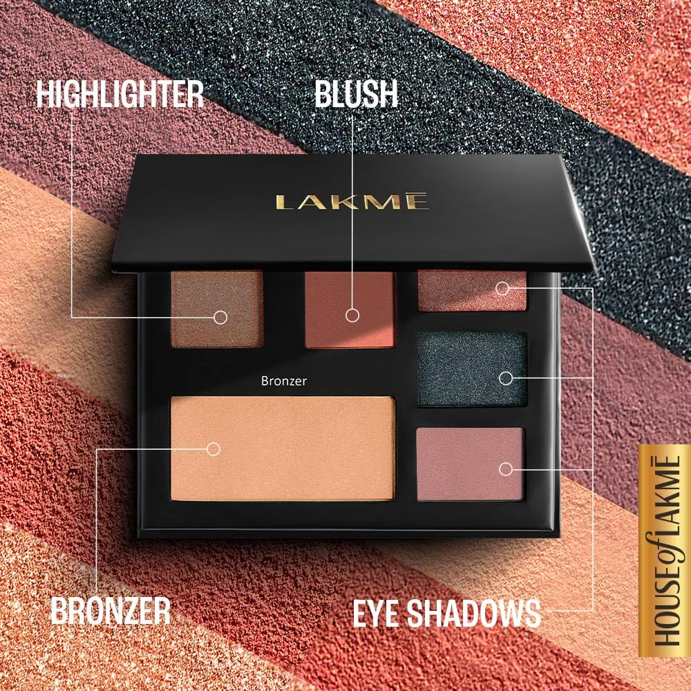 Lakme Glitterati Face Palette-Day Queen, multitasking pallete, high pigment payoff
