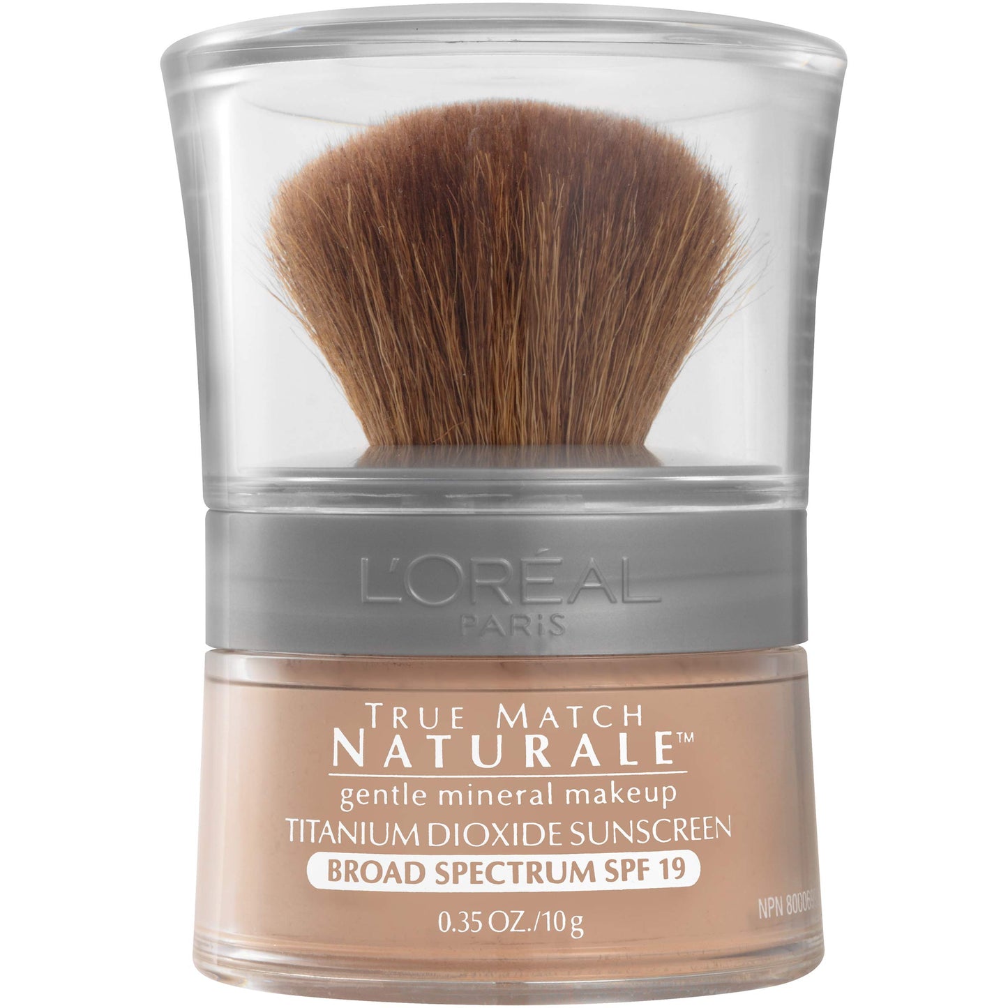L'Oreal Paris Makeup True Match Loose Powder Mineral Foundation, skin-improving minerals control shine, reduce appearance of pores, leave skin soft and even, built-in brush, Natural Beige, 0.35