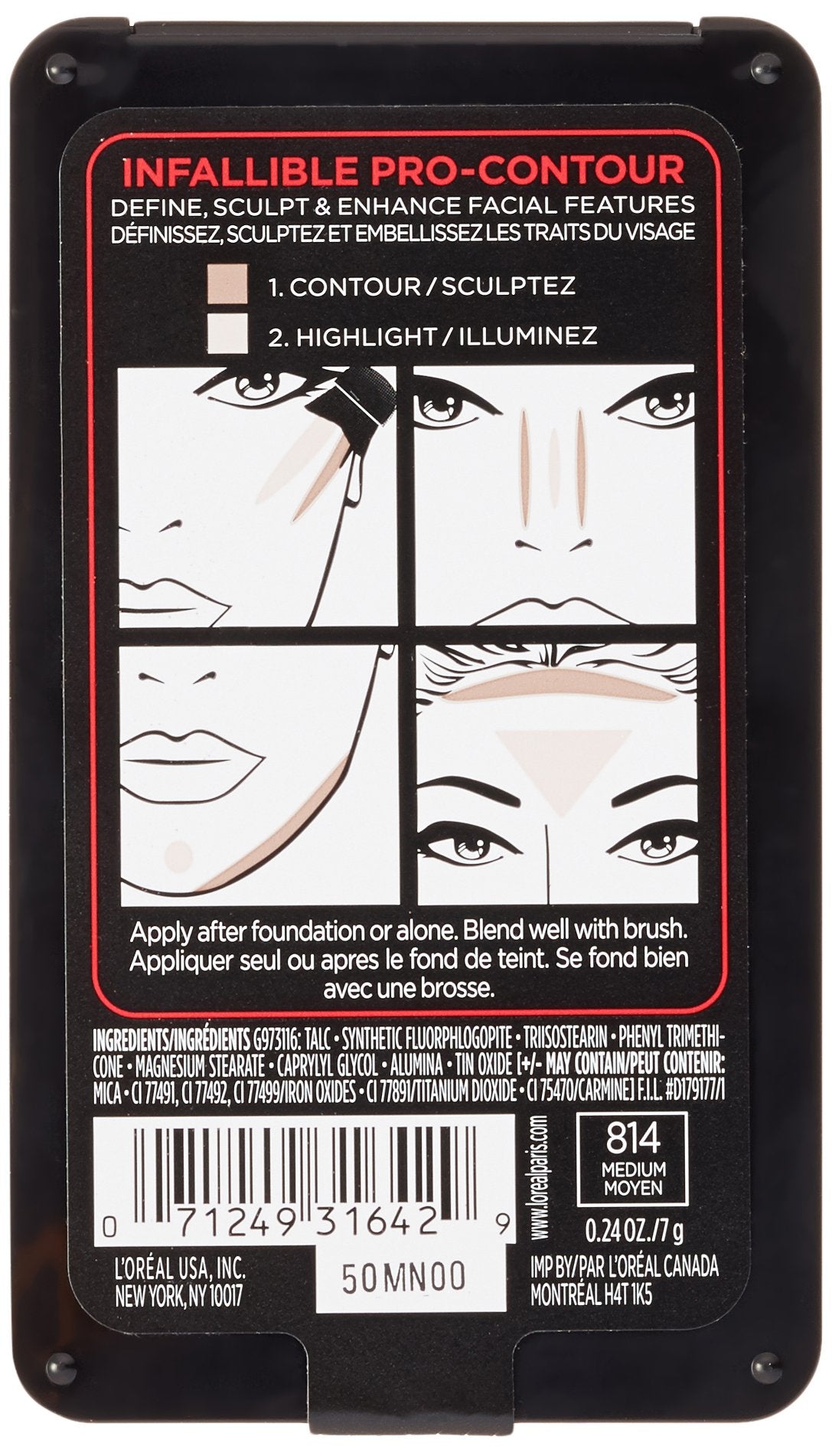 L'Oreal Paris Infallible Pro Contour Palette, 814 Beige Medium, 7g