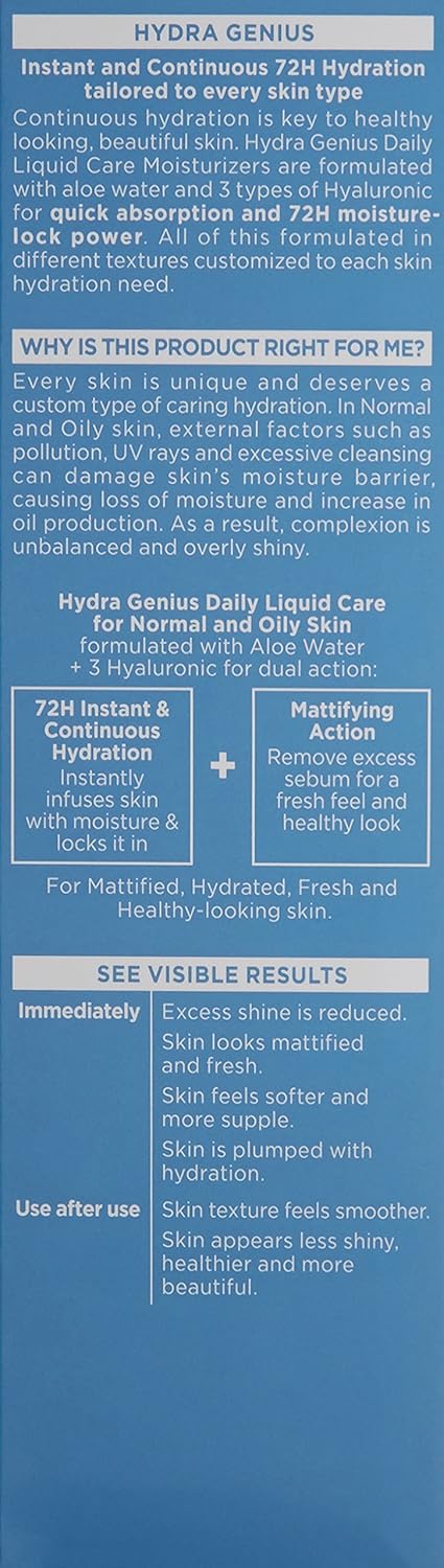L'Oreal Paris Hydra Genius Daily Liquid Care, Normal/Oily Skin, 3.04 fl. oz.
