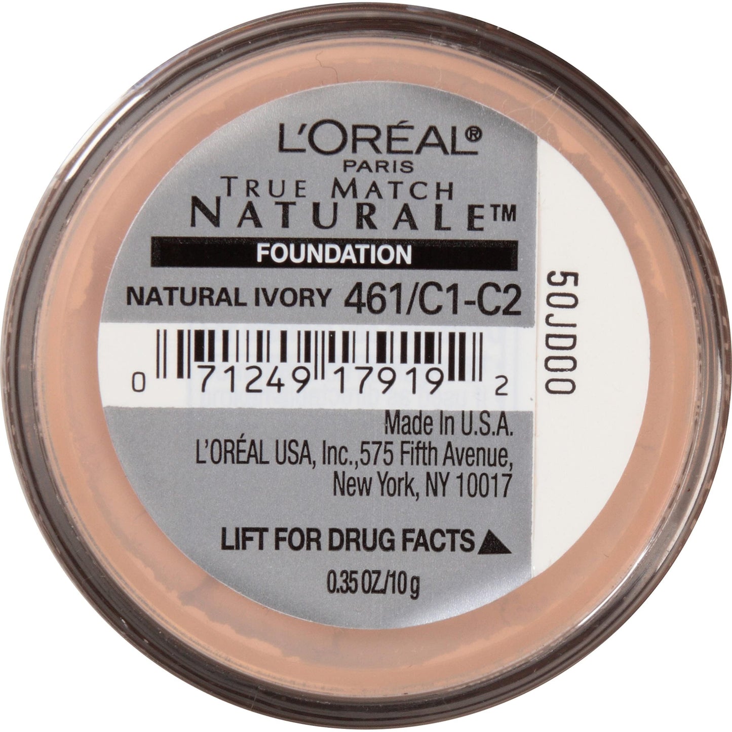 L'Oreal Paris Makeup True Match Loose Powder Mineral Foundation, skin-improving minerals control shine, reduce appearance of pores, leave skin soft and even, built-in brush, Natural Beige, 0.35