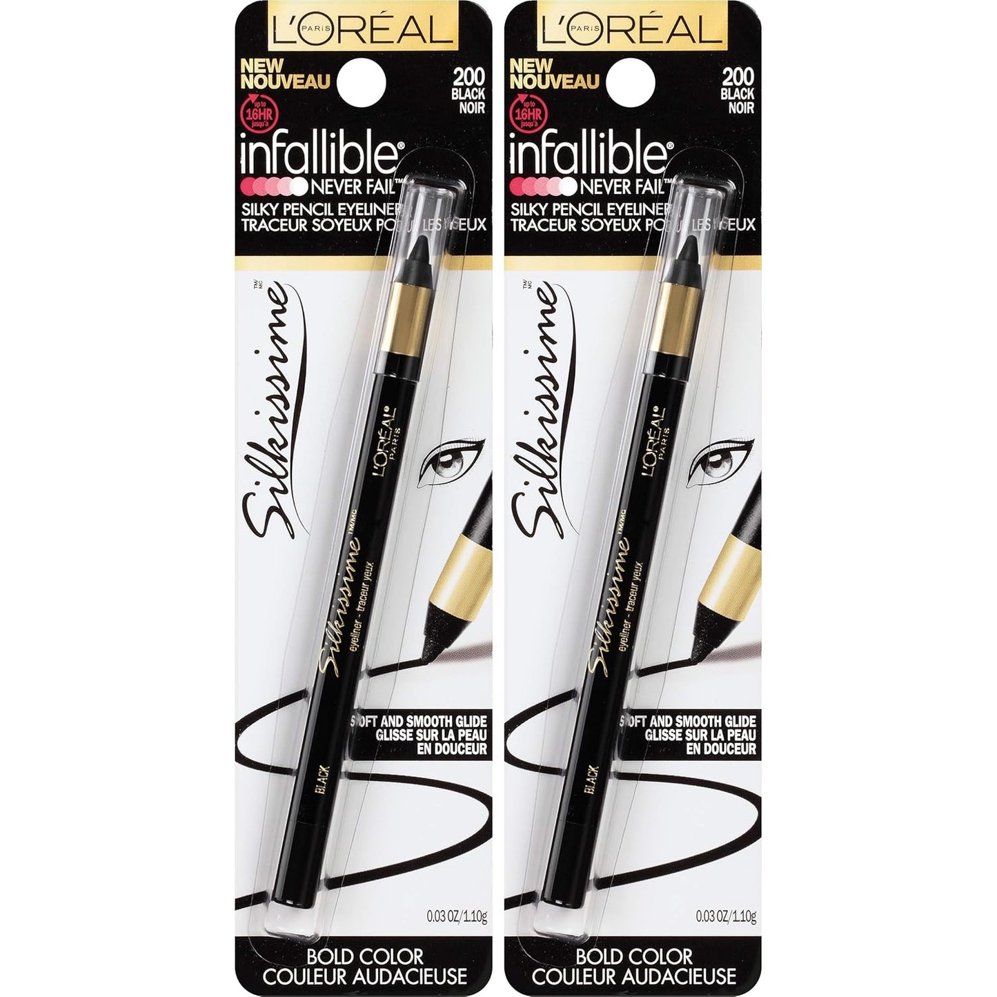 L'Oreal Paris Cosmetics Matte Infallible Silkissime Pencil Eyeliner, Black, 0.06 Ounce