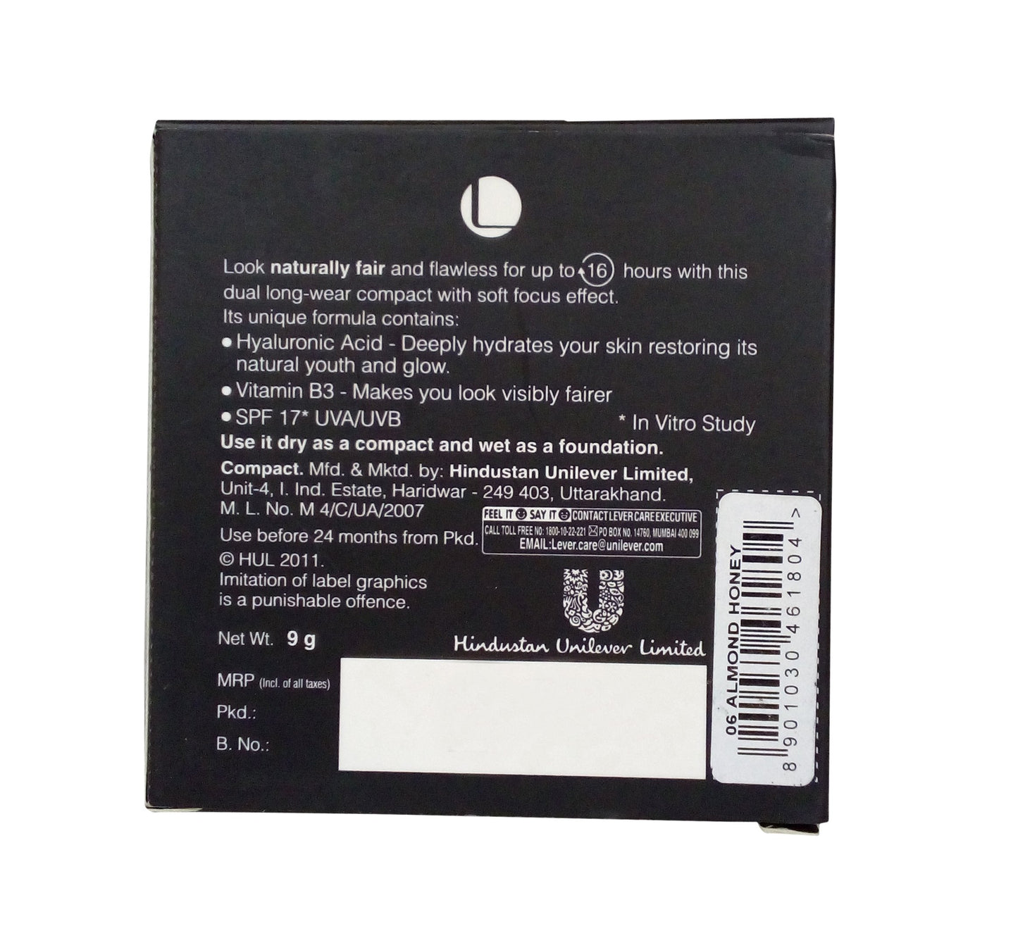 LAKMÉ Absolute White Intense Wet & Dry Matte Compact Powder, 06 Almond Honey, 9G, Brown