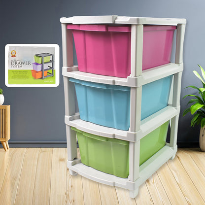 3-Layer Plastic Drawer Storage Organizer, Multi-Purpose Cabinet (1 Pc / Mix Color)