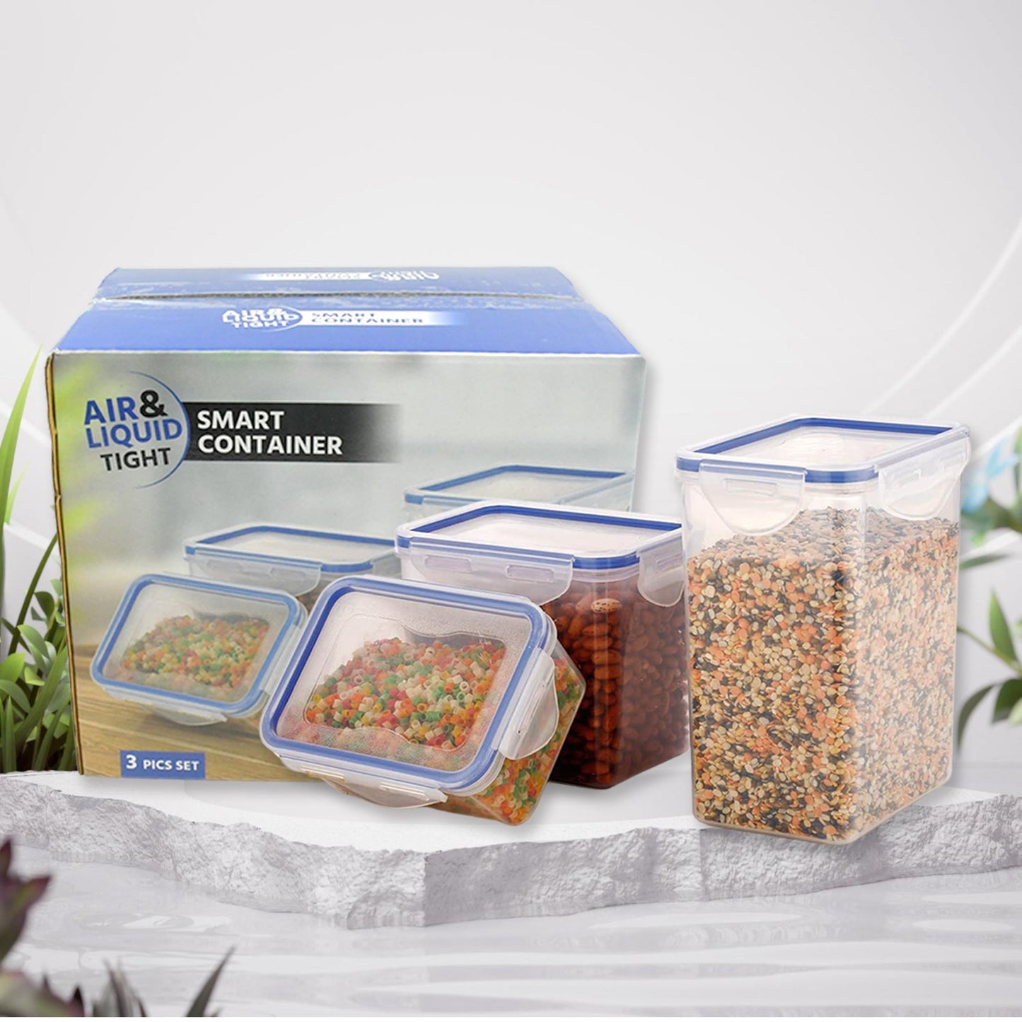 Transparent airtight food storage containers set of 3