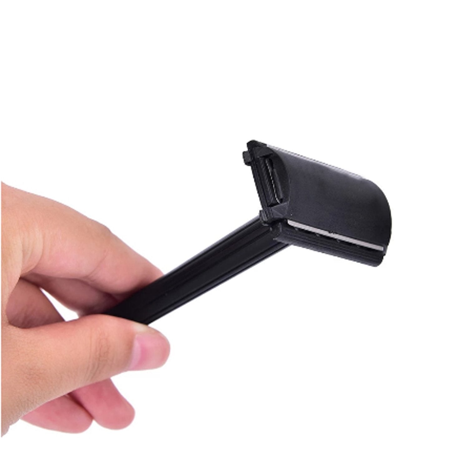 Shaving razor with plastic handle and blade