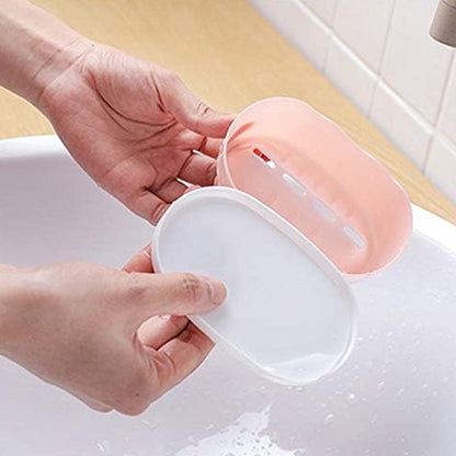 Soap Container, Soap Box Household Kitchen and Bathroom Can Use PP Material Drain Box Double Soap Dish, for Bathroom Shower Home Outdoor Camping (1 Pc)