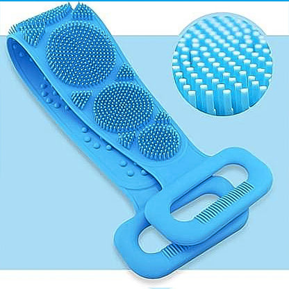 Silicone Body Back Scrubber Double Side Bathing Brush for Skin Deep Cleaning Massage, Dead Skin Removal (77 Gm | Small Size / 1pc)