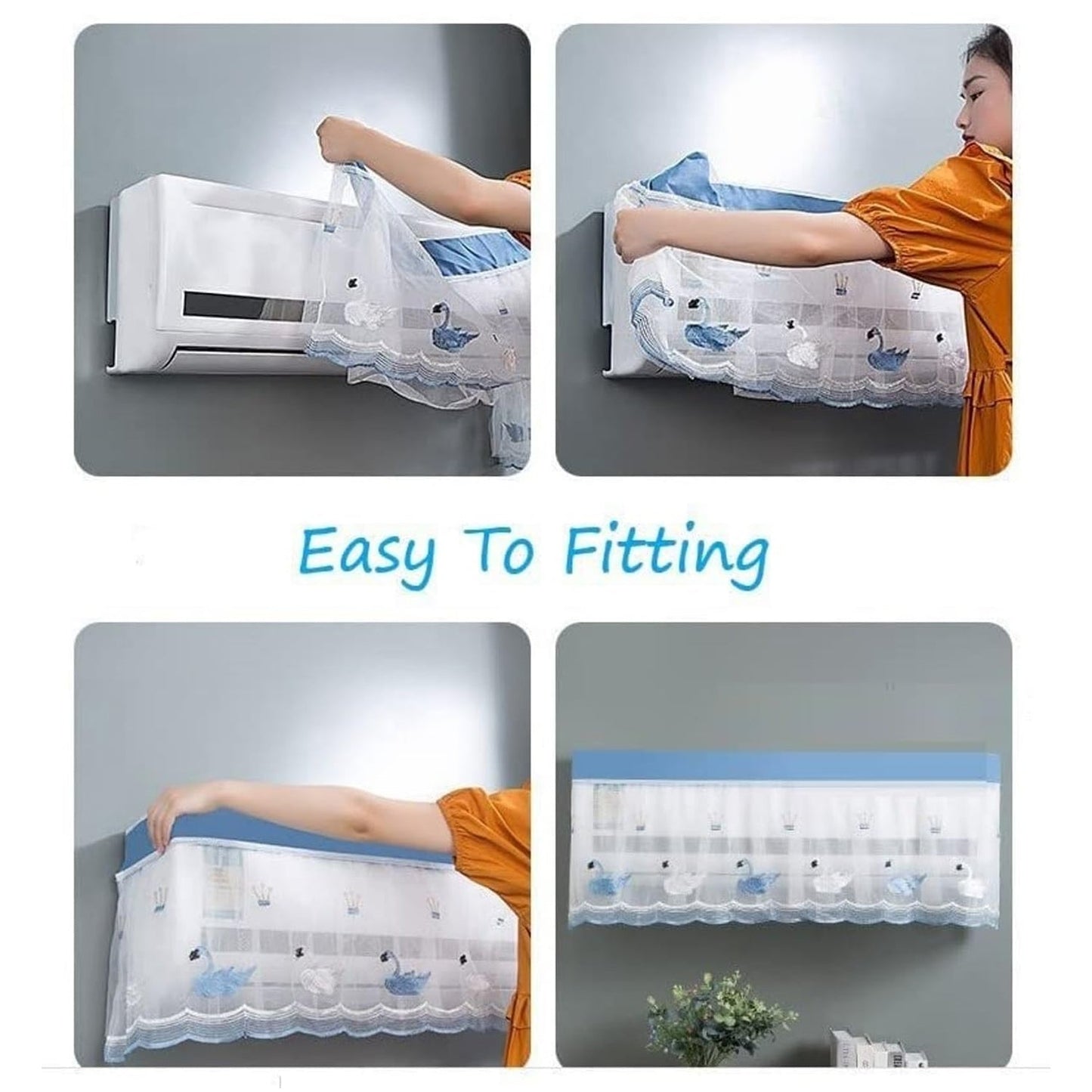 Ac Cover Air Conditioning Dust Cover Folding Designer (Approx 1 Ton / 1 Pc / ac curtain / Mix Design)