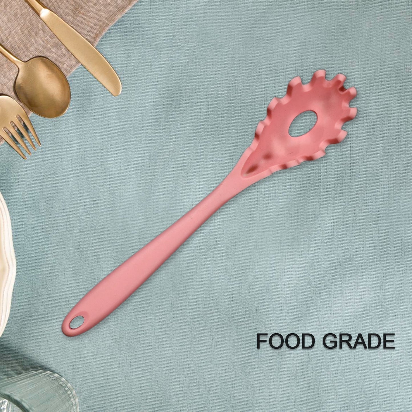 High temperature resistant silicone pasta server spoon