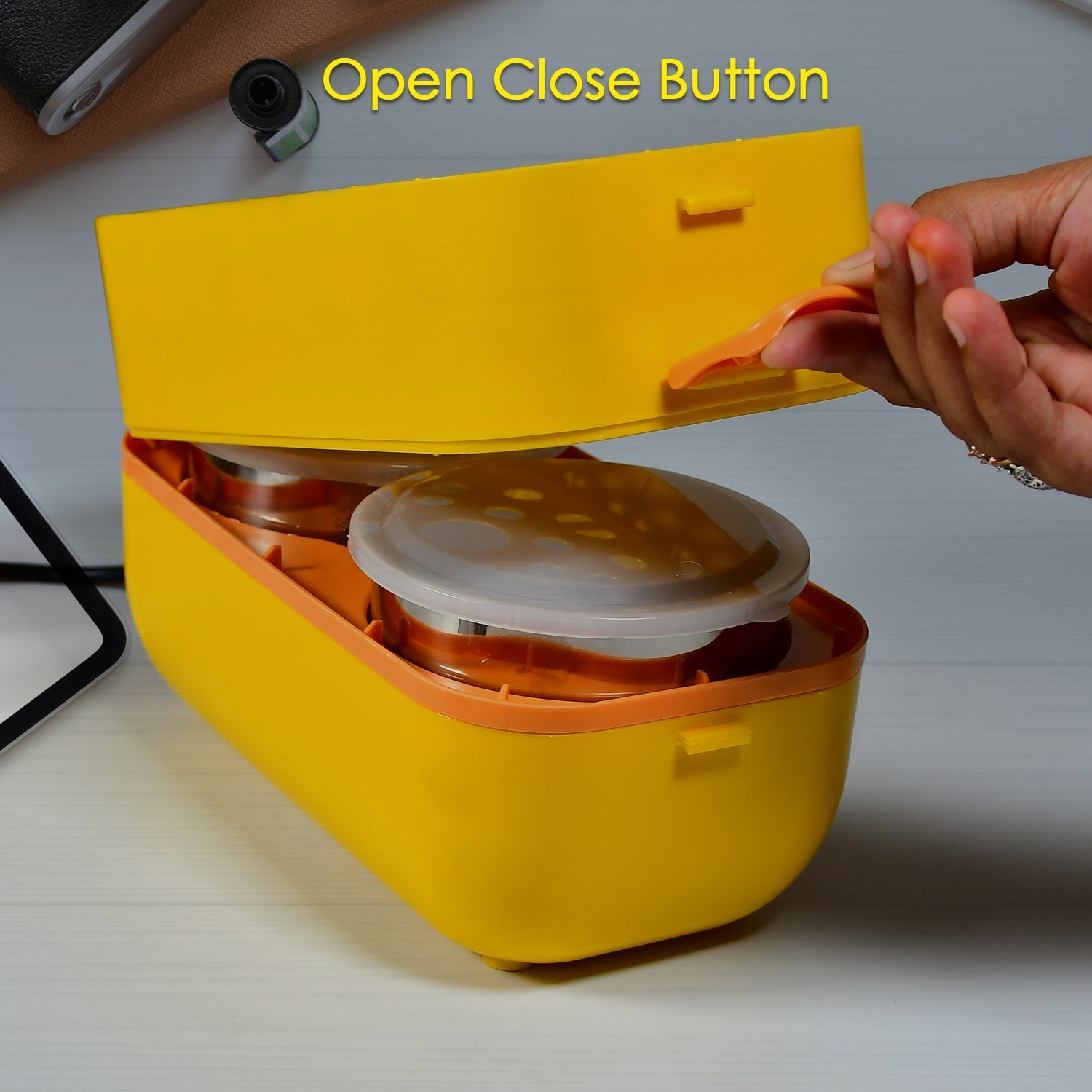 Portable lunch box with removable steel container