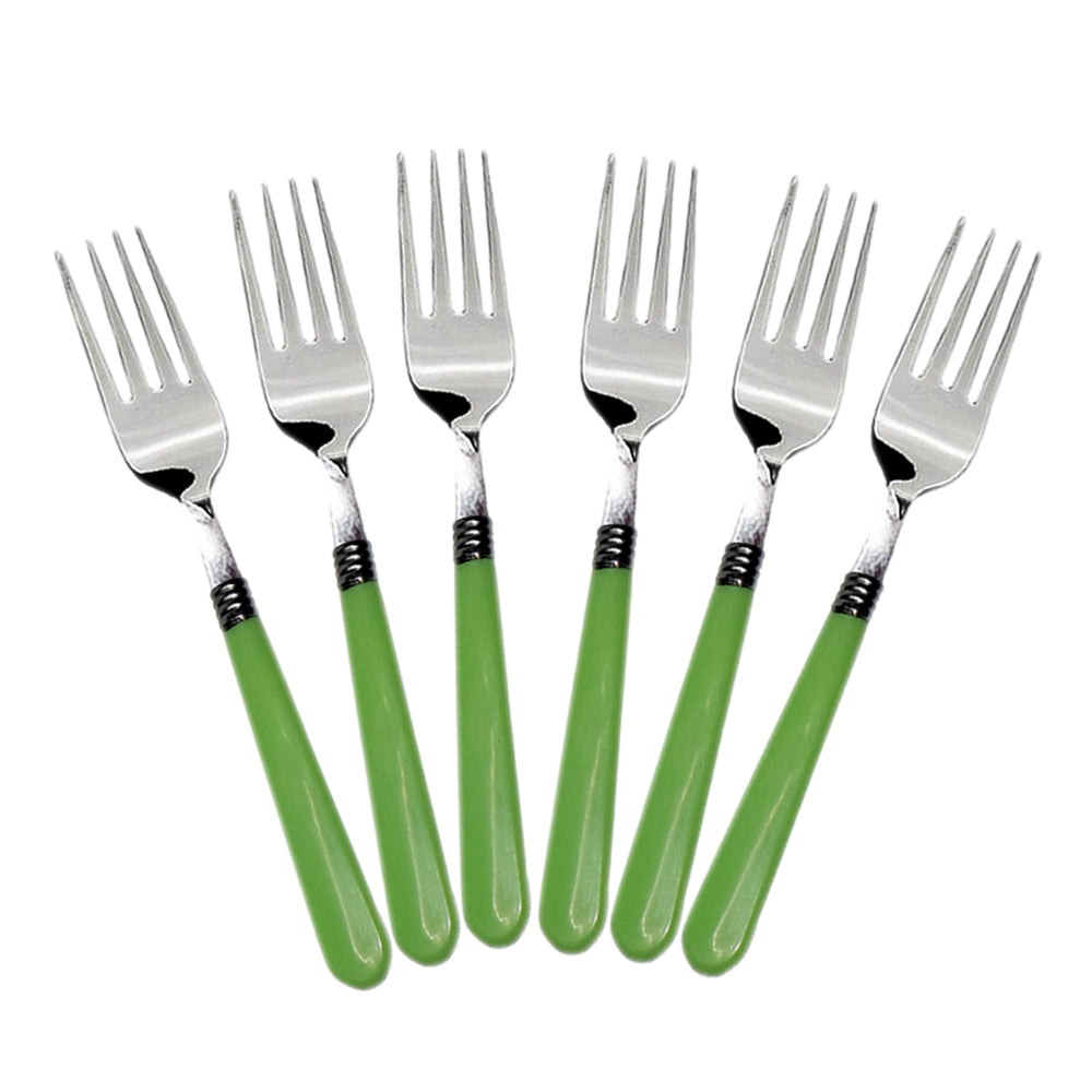 Set of 6 dining forks with comfortable handle and stainless steel finish.