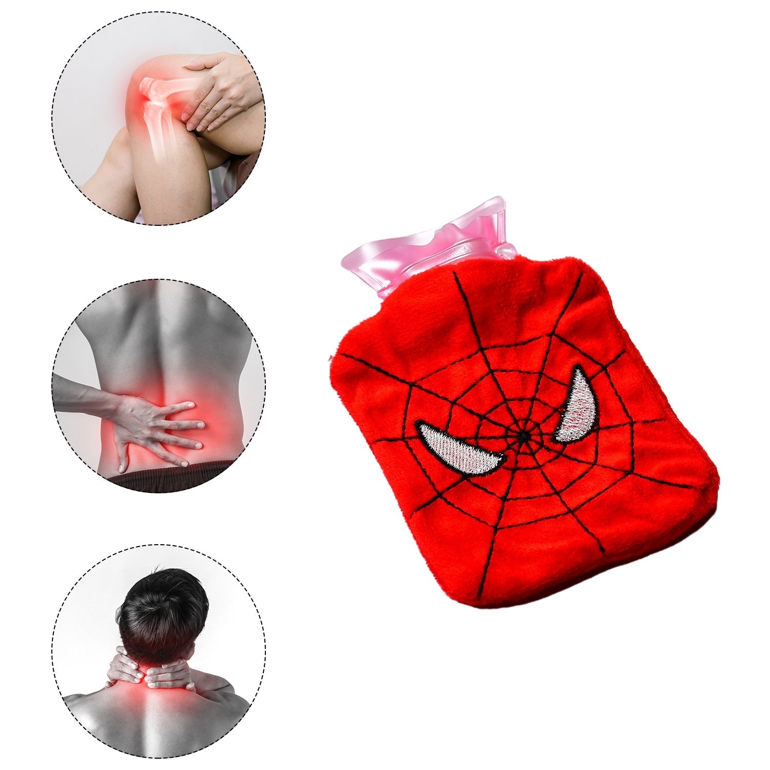 Spiderman hot water bag designed for menstrual cramps and warming