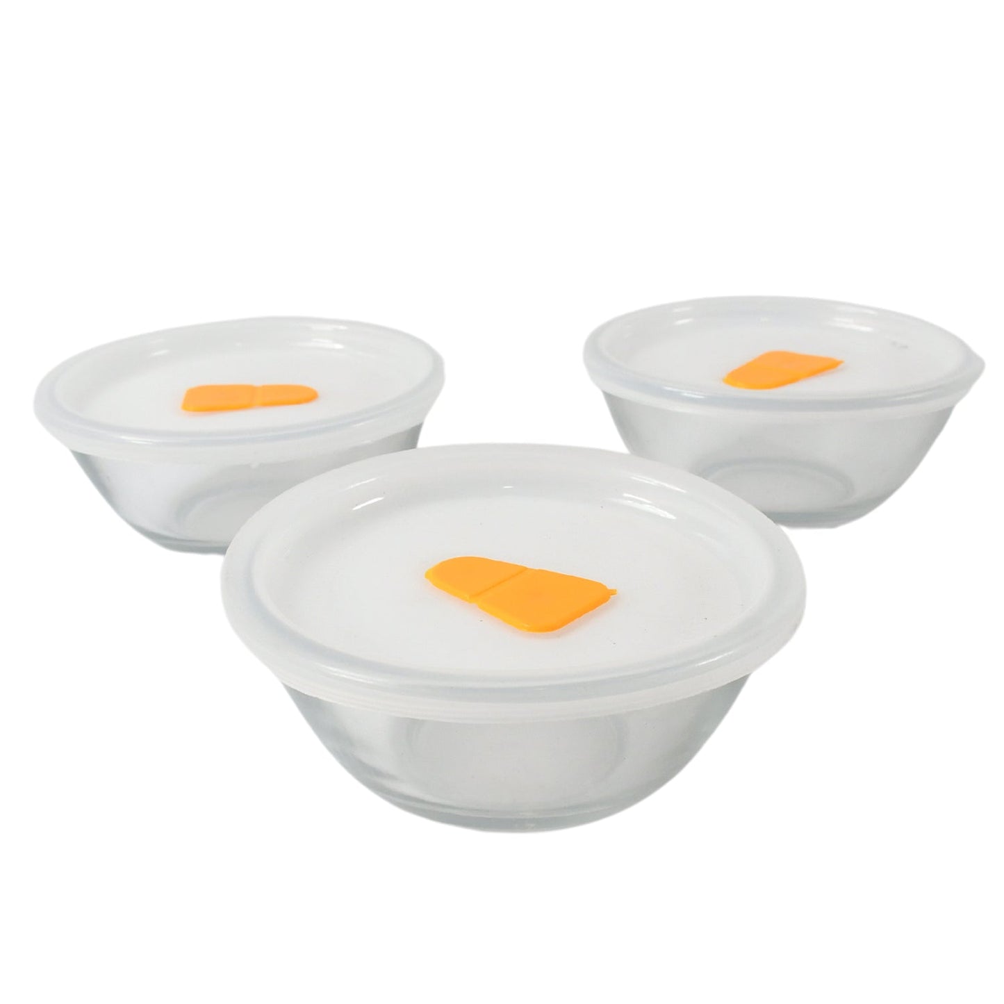 Bista Glass Serving & Mixing Bowls with Plastic Lid | Oven & Microwave Safe & Dishwasher Safe | Scratch Resistant | Transparent | For Household Gift For Birthday (3 Pcs set / 250 ML Approx)