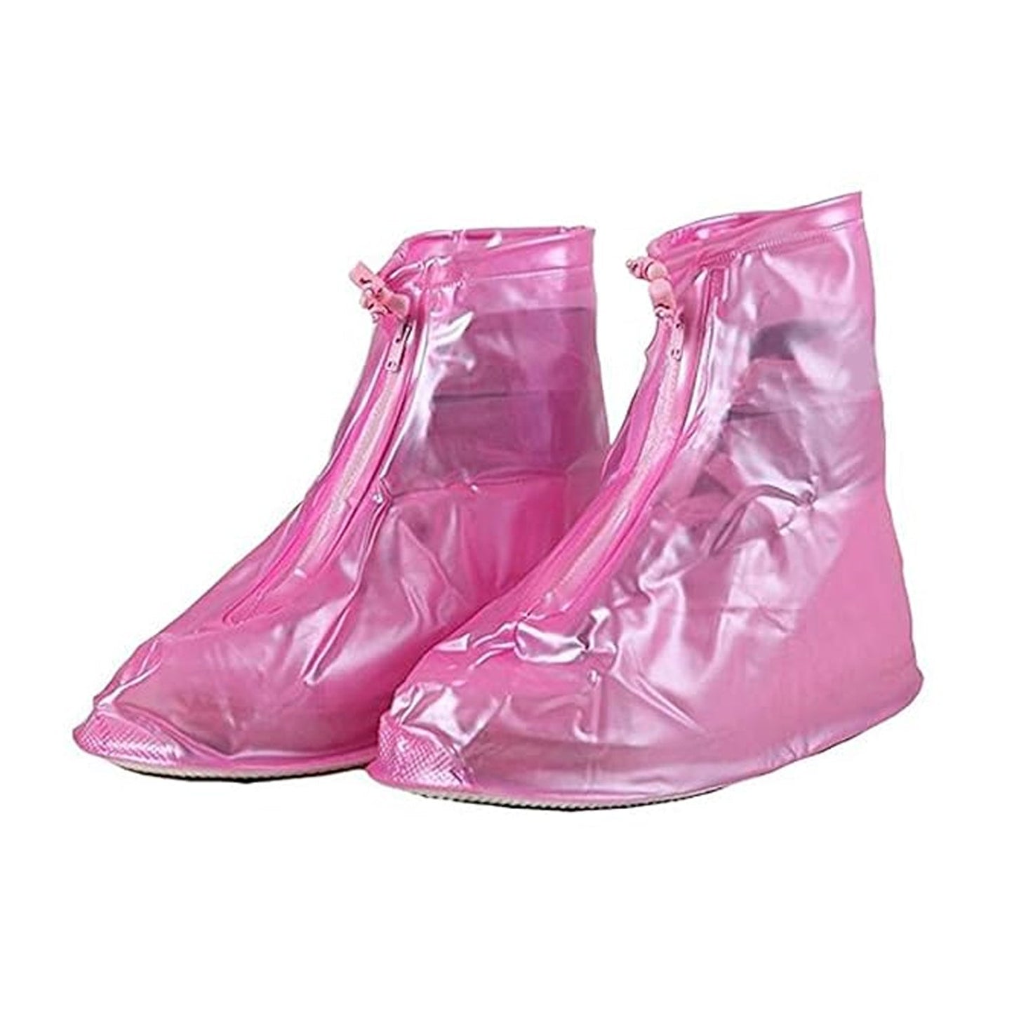 Large pink waterproof shoe covers for rainy season protection