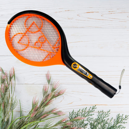 Rechargeable mosquito racquet with LED light