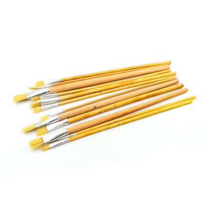 Pack of 12 brown brushes for art, versatile set.