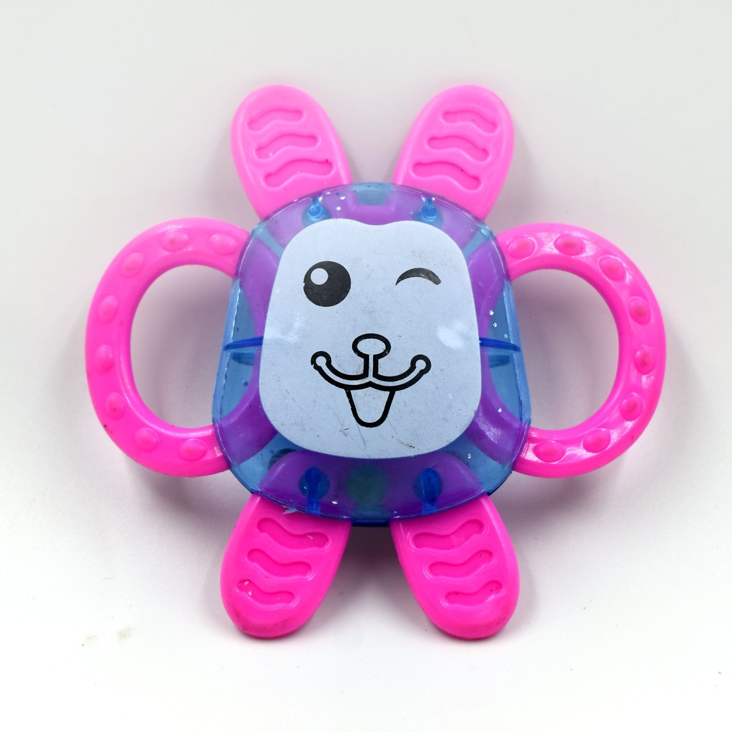 Engaging baby rattle with colorful design to stimulate sensory experiences in infants.