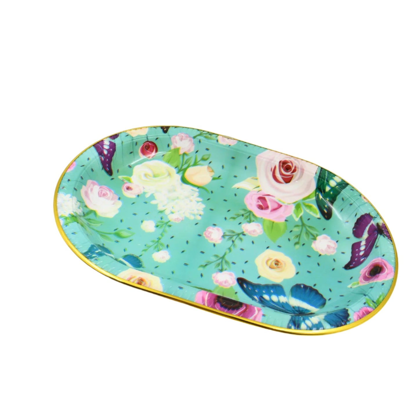 Big Plastic Flower Printed Design Serving Tray 