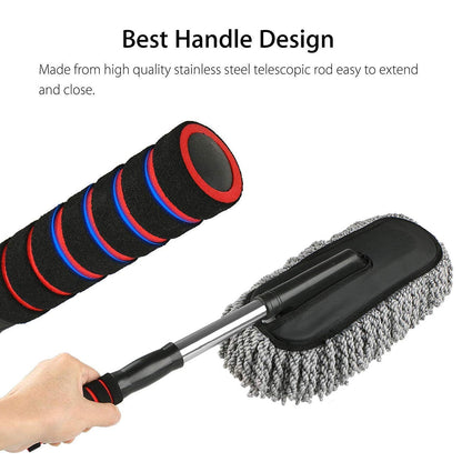 Car Duster, Long Retractable / Soft / Non-Slip / Handle Multipurpose Microfiber Wash Brush Vehicle Interior and Exterior Cleaning Kit with for Car, Boats or Home