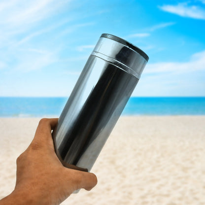 Travel-friendly thermos for home and outdoor use.