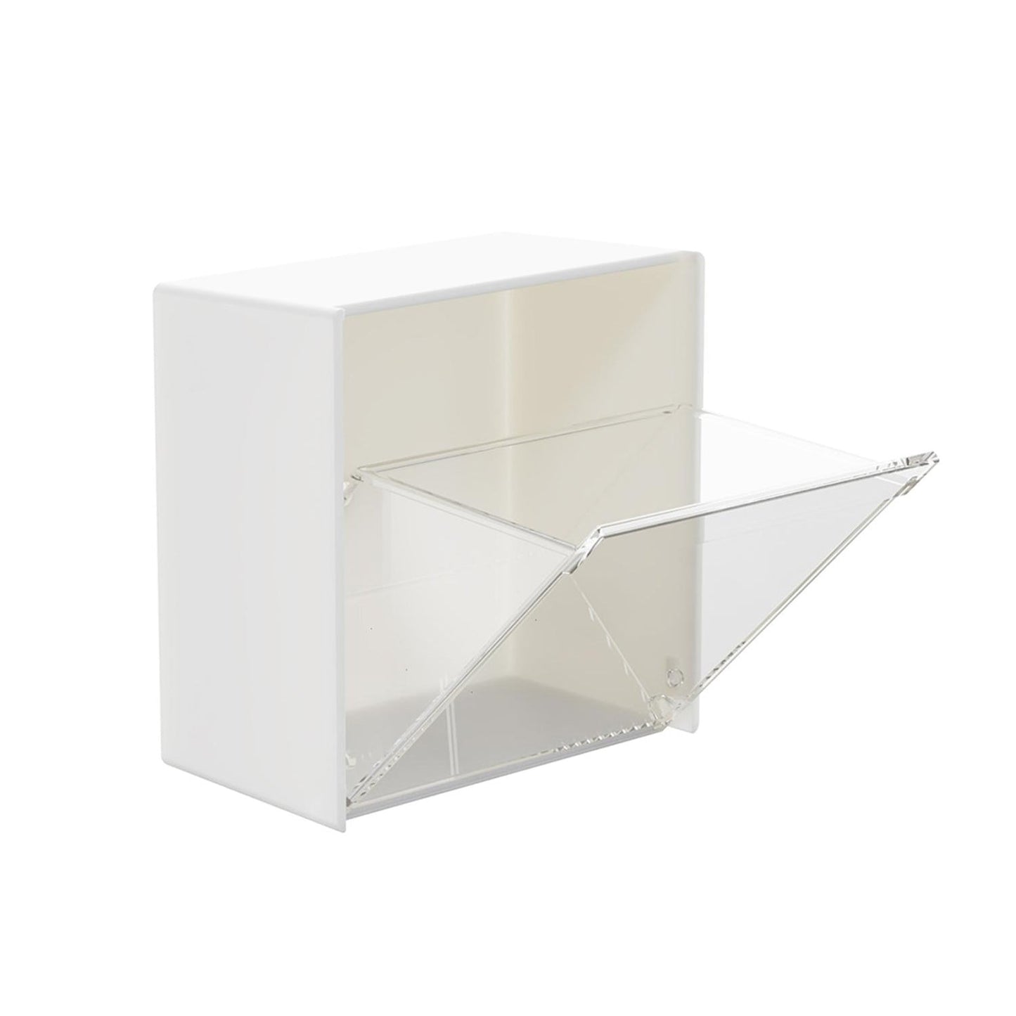 Wall-mounted storage box, adhesive flip holder, compact size