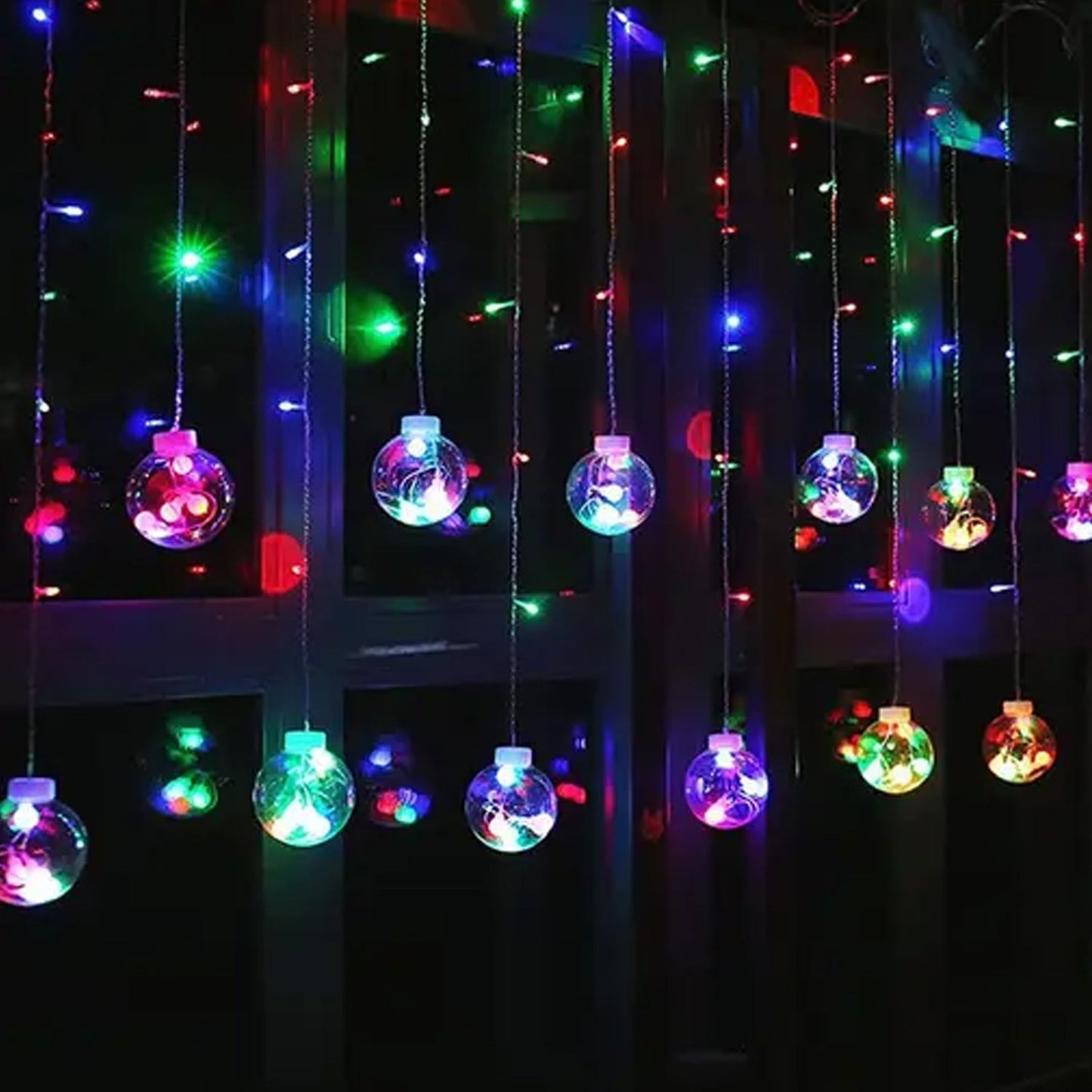 12  Wish Balls Window Curtain String Lights with 8 Flashing Modes Decoration for Home Decoration, Diwali & Wedding LED Christmas Light Indoor and Outdoor Light ,Festival Decoration (Plastic, Multi Color)