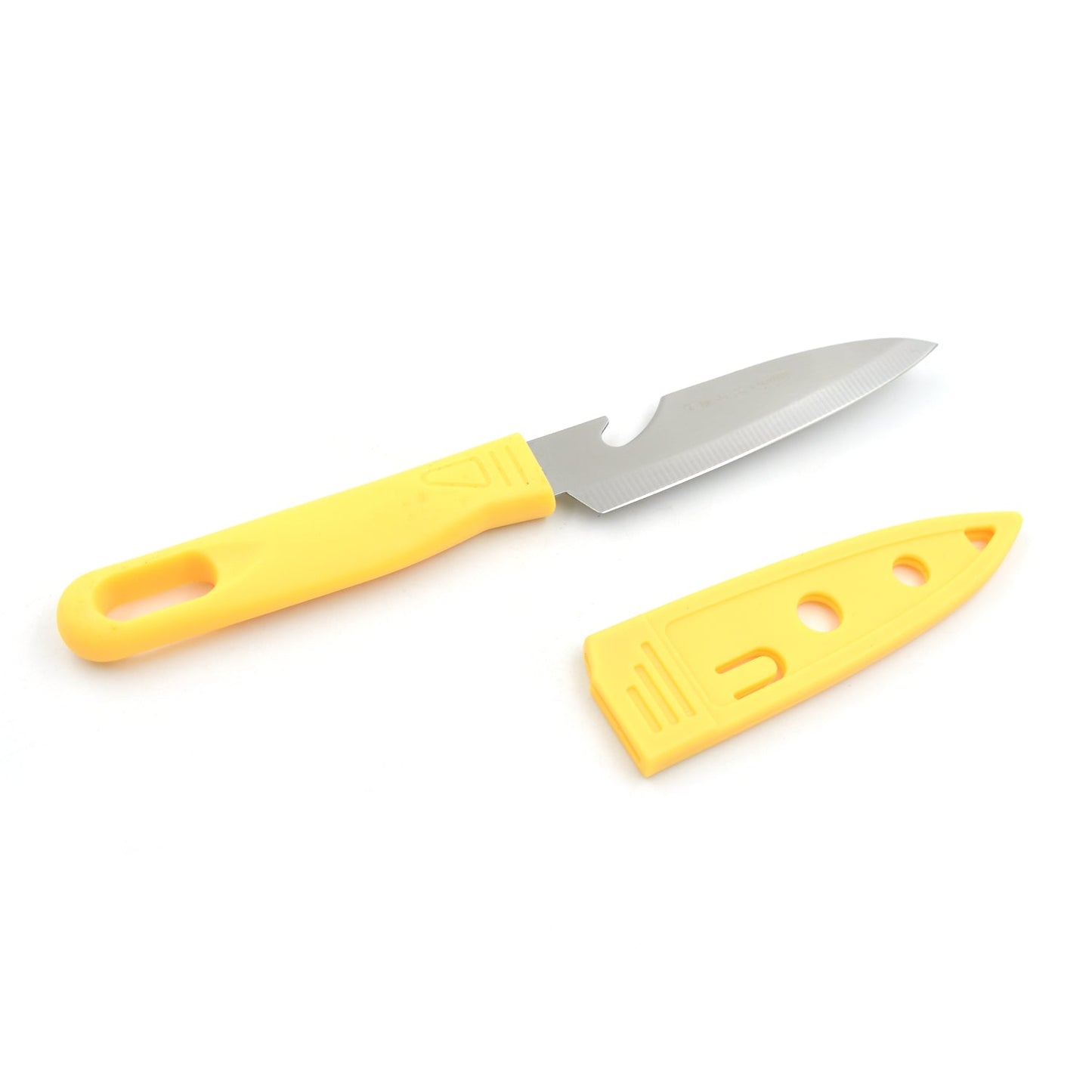 Kitchen knife with non-slip handle and blade cover for safety