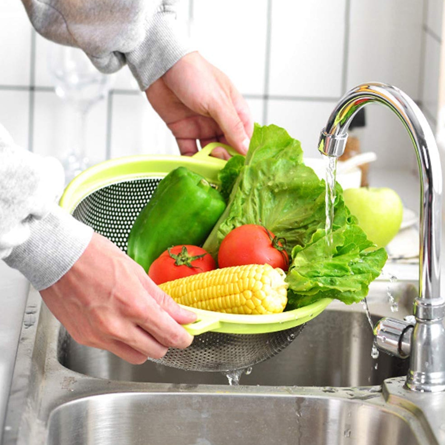 Colander on a kitchen counter