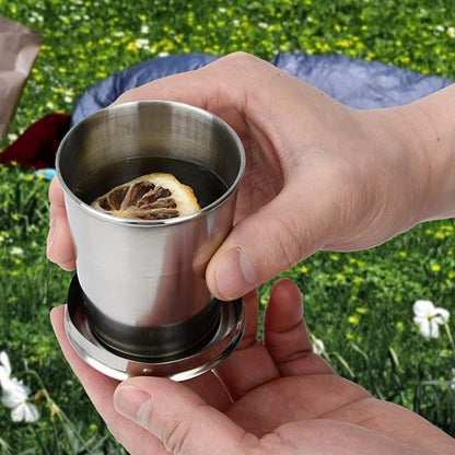 2 in 1 Camping Folding Cup with Keychain (1 Pc)