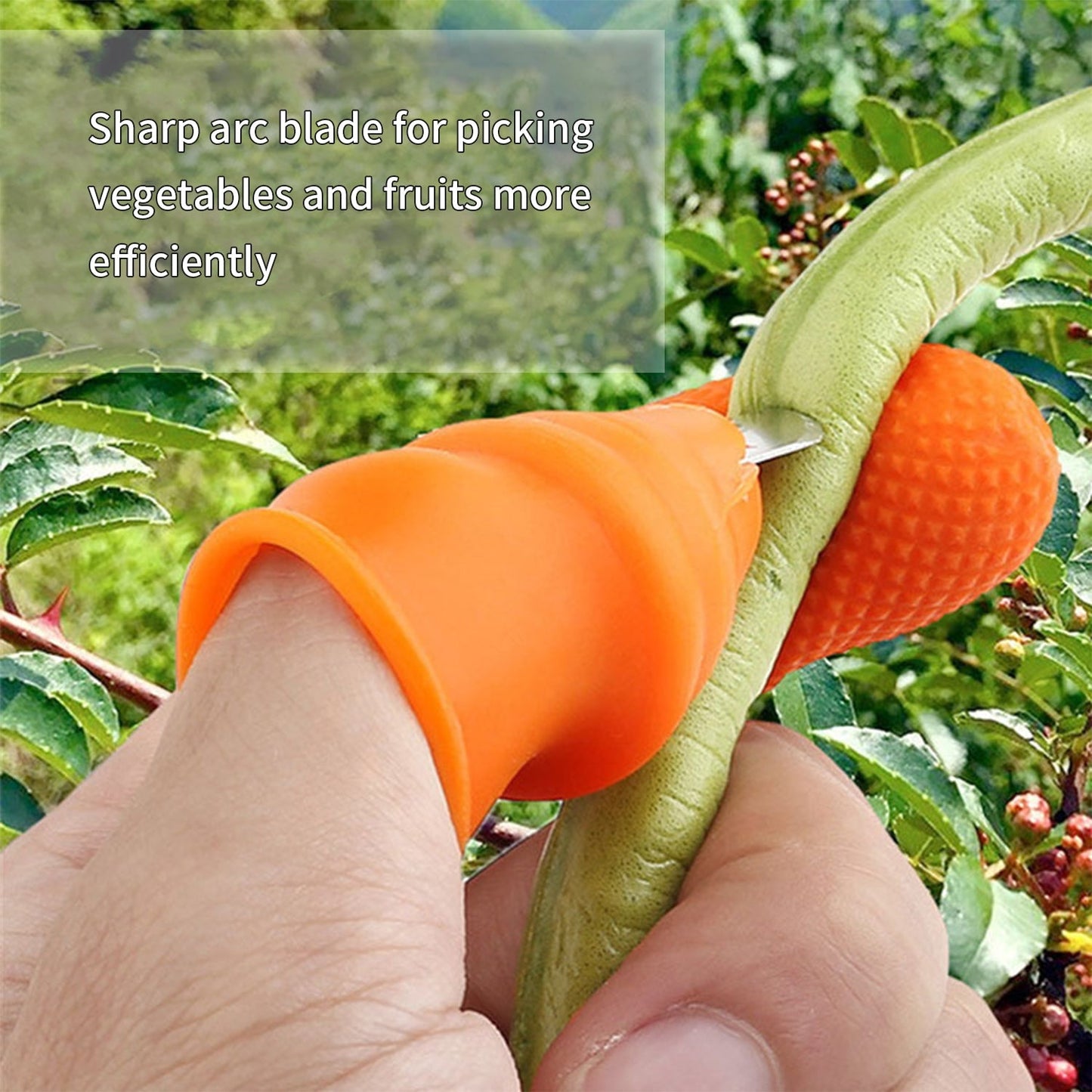 V thumb cutter for fruits and vegetables, detailed view.