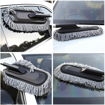 Car Duster, Long Retractable / Soft / Non-Slip / Handle Multipurpose Microfiber Wash Brush Vehicle Interior and Exterior Cleaning Kit with for Car, Boats or Home