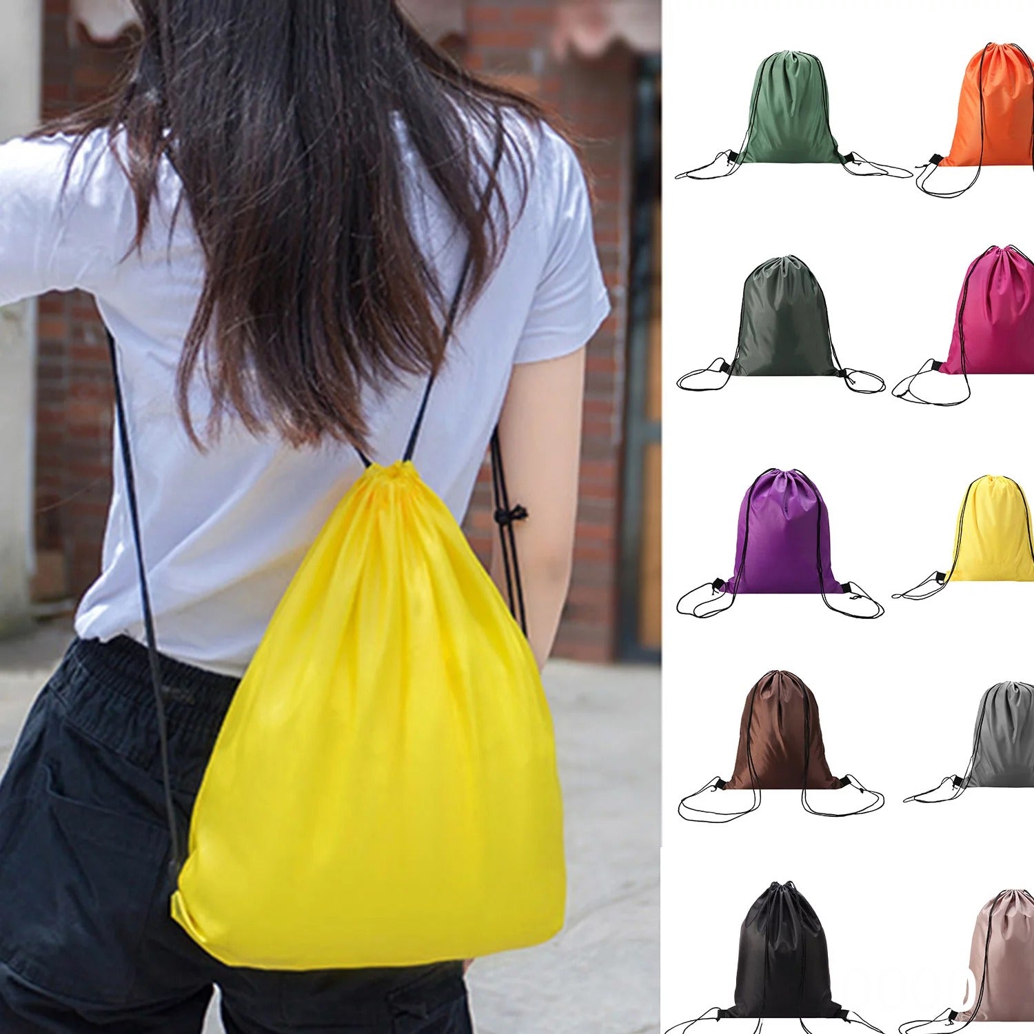 Drawstring sports backpack for gym and travel