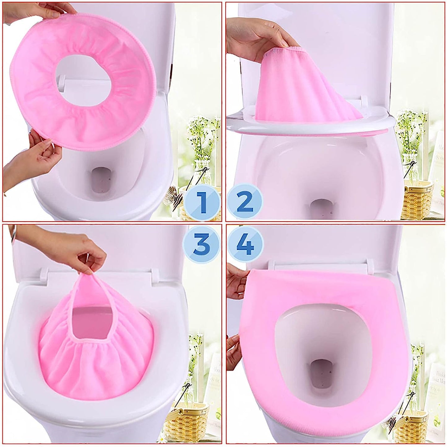 Bathroom Soft Thicker Warmer Stretchable Washable Cloth Toilet Seat Cover (1pc)