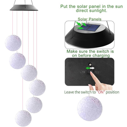 Solar LED wind chime for patio and yard